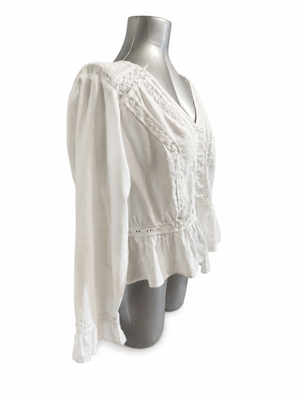 Universal Thread Cream/White Boho Lace Peplum Blouse XL NWT - Picture 4 of 6